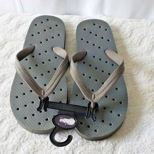 Women Gray slides with holes at the bottom 10 1/2